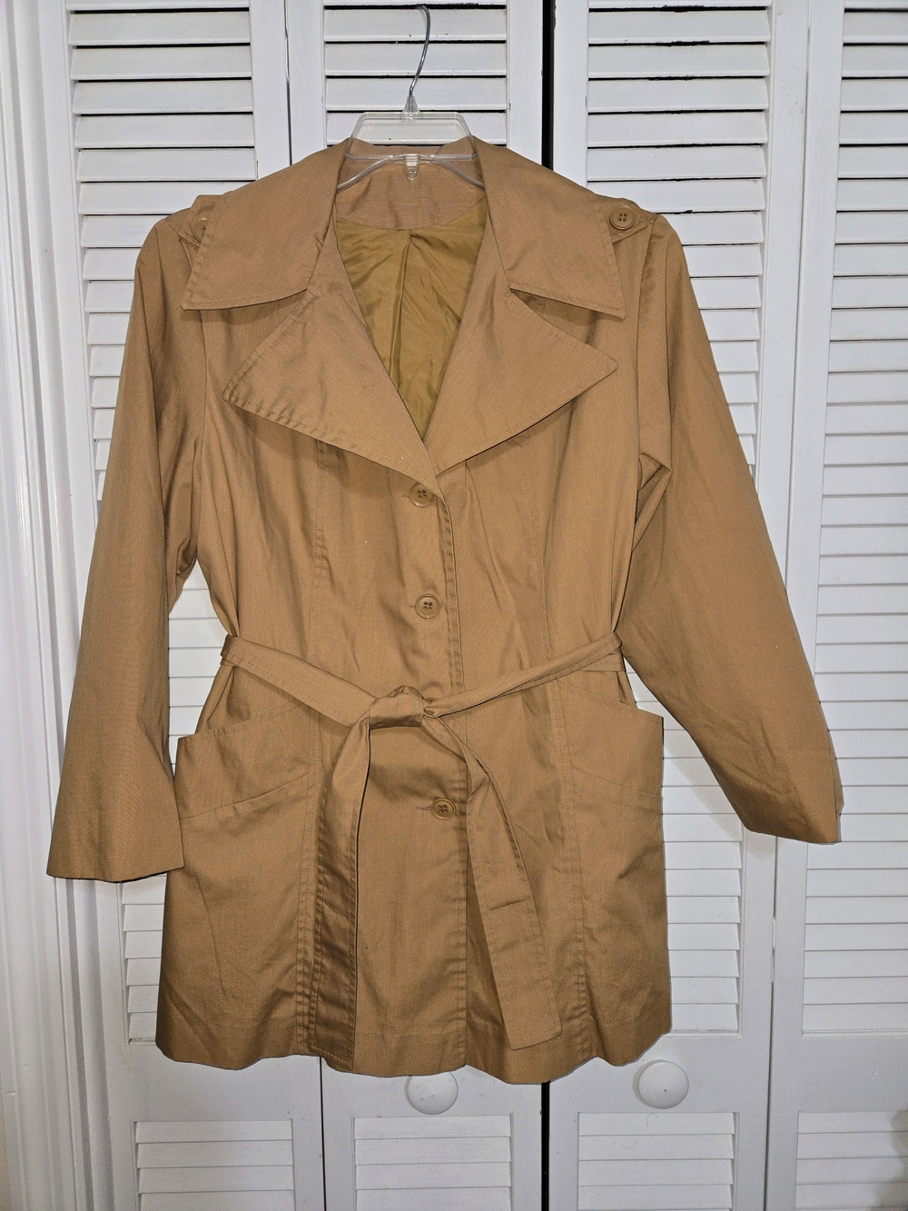 Sears Camel - Tan Women's L Belted Trench Coat VINTAGE